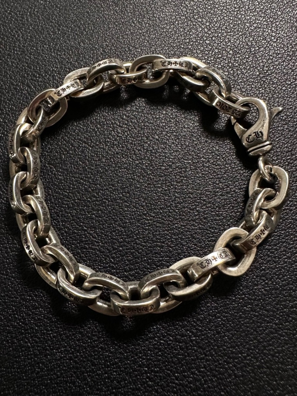 Chrome Hearts Fat Paper Chain Lobster Clasp Bracelet 925 Sterling Silver 28.4g